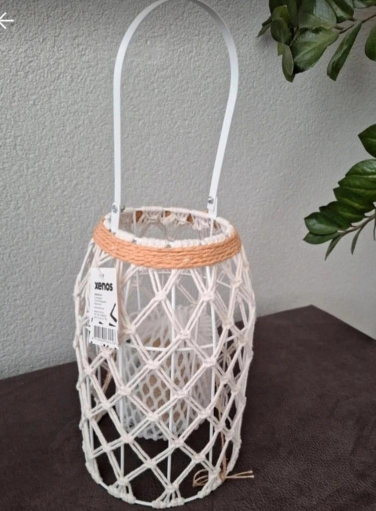 Sfeervolle wit windlicht Xenos, 25 tot 50 cm, Nieuw, Ophalen of Verzenden, Beige