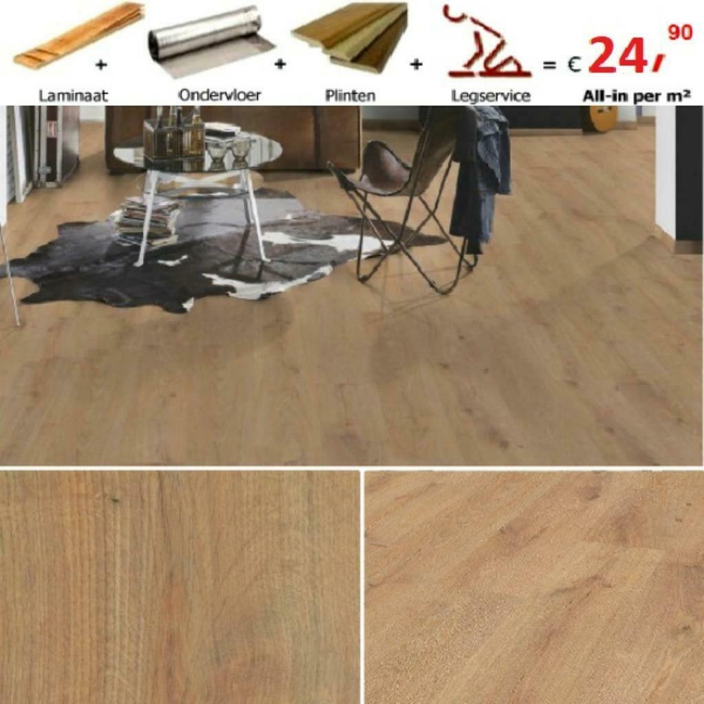 All-in Laminaat met ondervloer, plinten en gratis Legservice, Diensten en Vakmensen, Vloerleggers en Parketteurs, Garantie, Laminaat of Parket