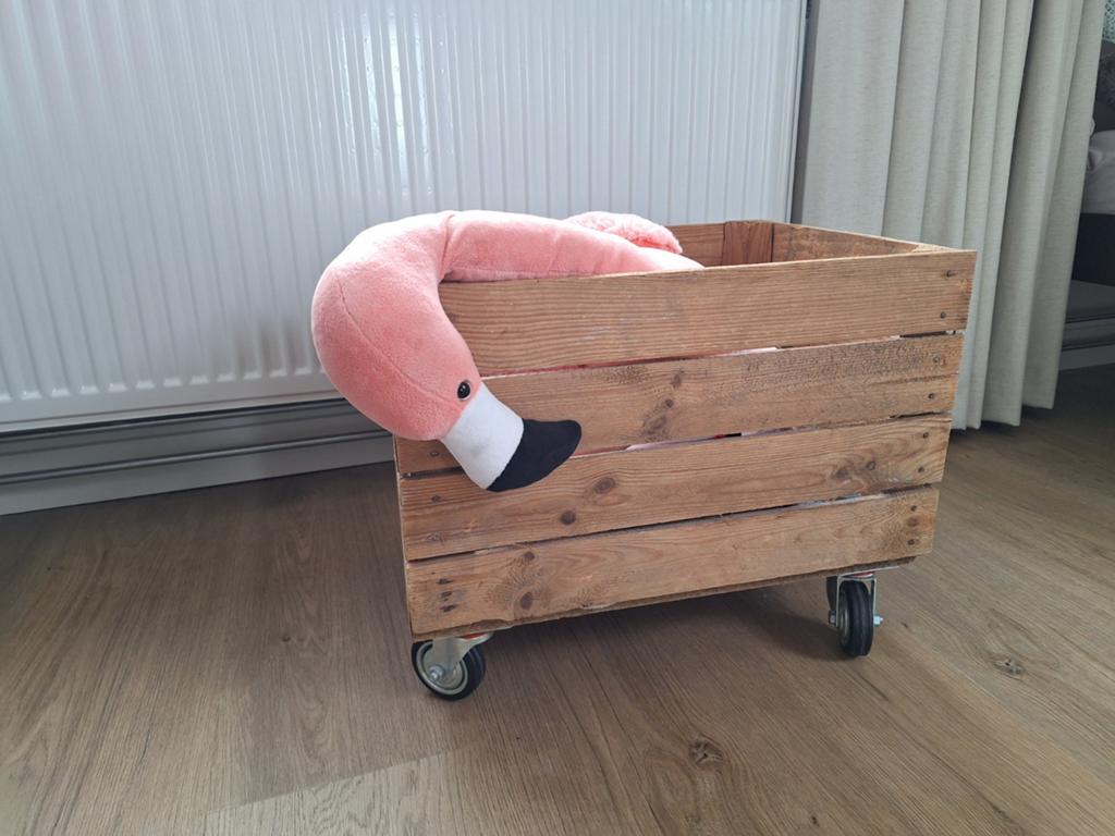 3x Houten Opbergkistje op Wielen voor Kinderkamer, Ophalen, 50 tot 100 cm, Minder dan 50 cm