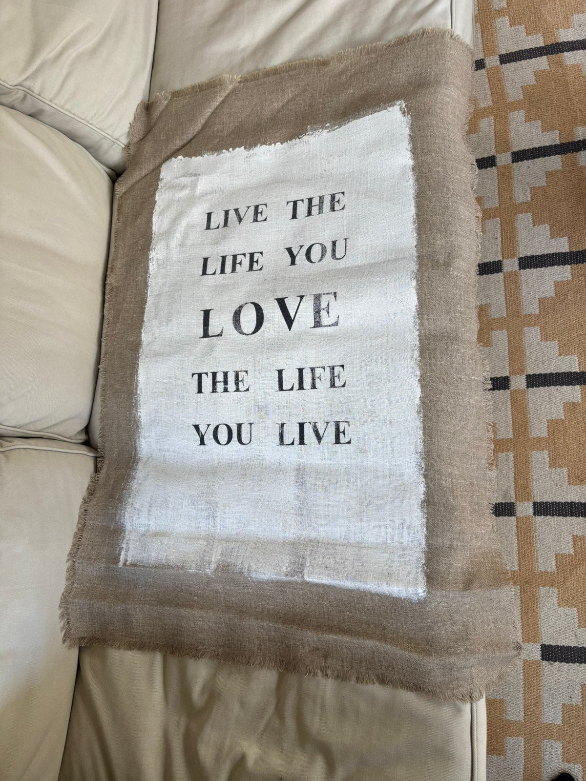 Linnen decoratiedoek beige – 95x65 cm, 65 cm, 95 cm, Overige typen, Nieuw
