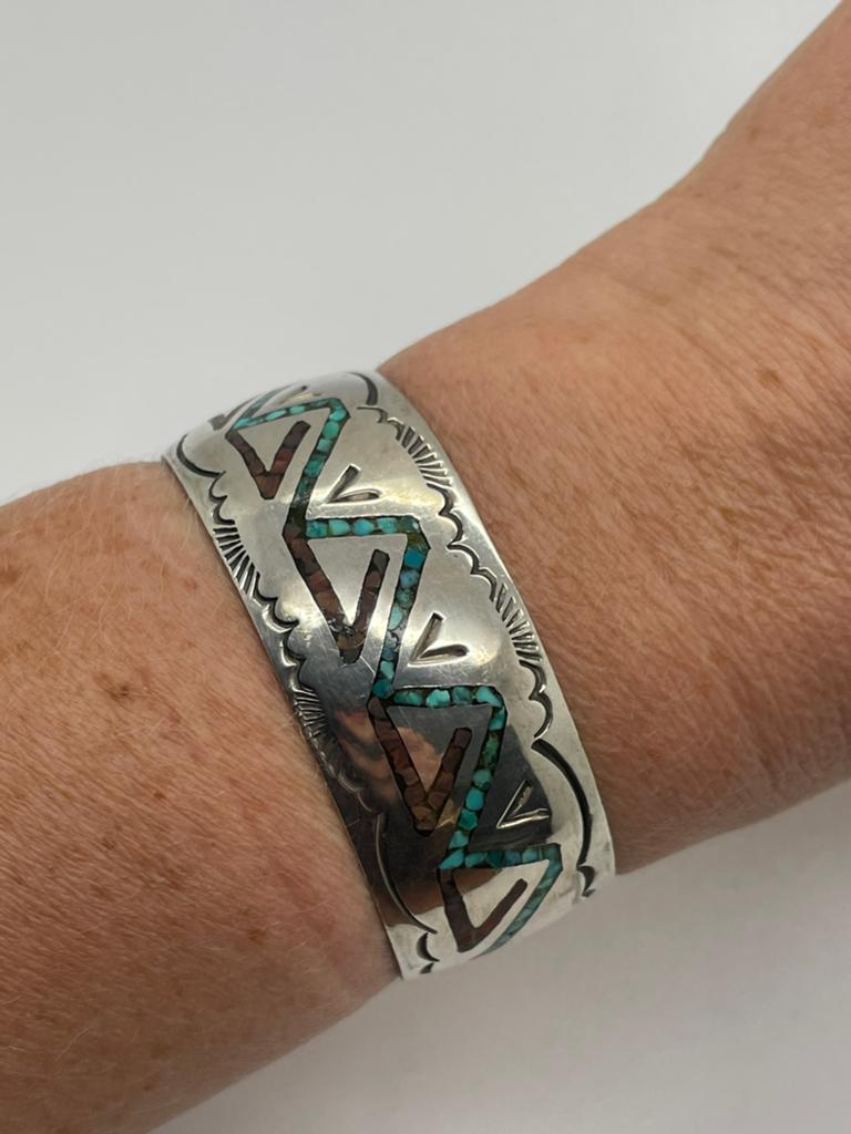 D969 Prachtige zilveren bangle navajo, Ophalen of Verzenden, Zilver, Armband, Met edelsteen