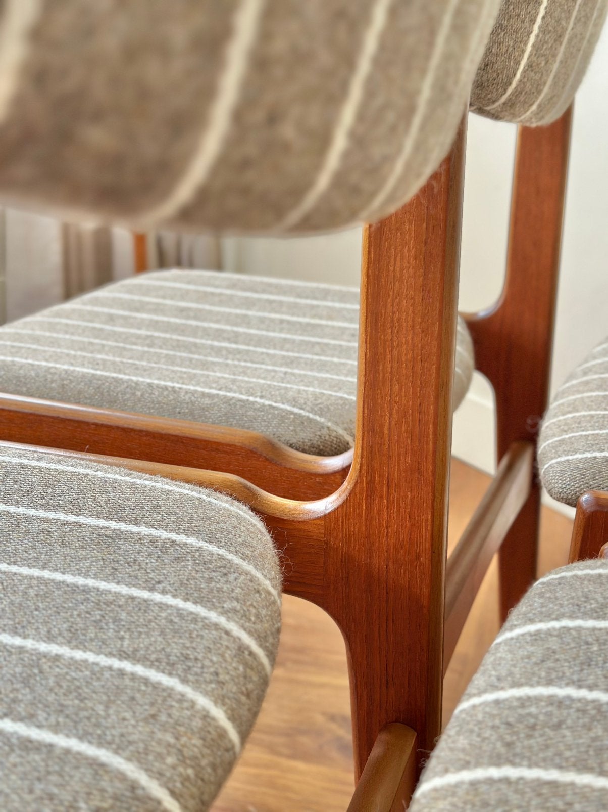Set 6 Vintage stoelen Deens design teak hout jaren 50/60/70, Ophalen, Hout, Gebruikt, Bruin