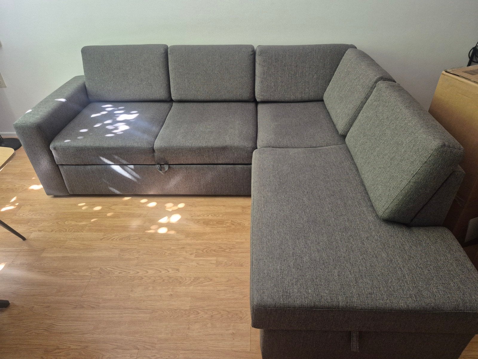 JYSK BEDSTED slaapbank met chaise longue – grijs, Ophalen, Gebruikt, Hoekbank, Tweepersoons