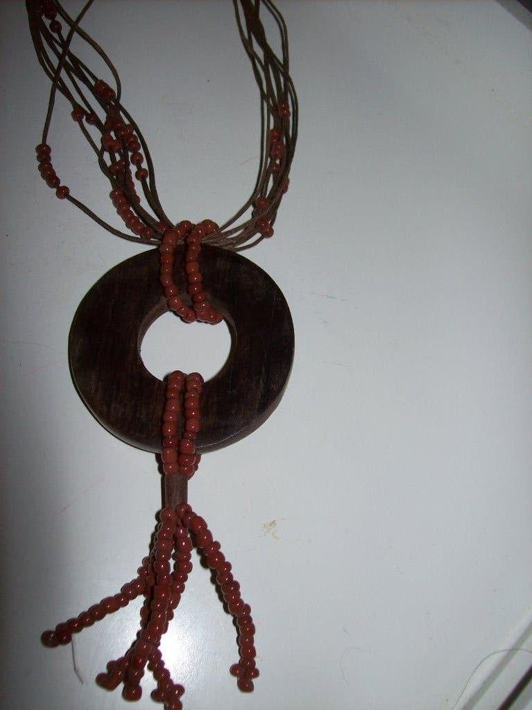 Ketting Bruin Koord Steentjes Houten Hanger steentjes, Sieraden, Tassen en Uiterlijk, Kettingen, Bruin, Verzenden, Nieuw, Steen of Mineraal
