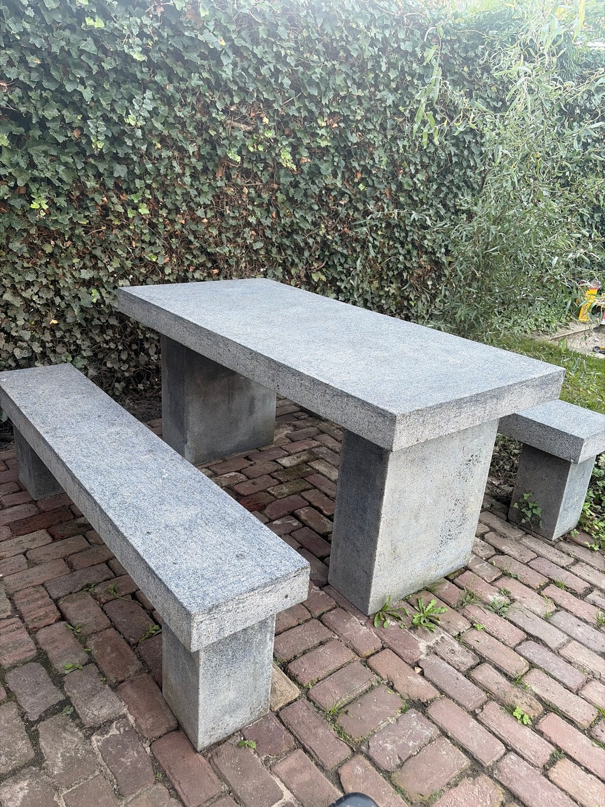 Te koop Granito Tuintafel Set - Duurzaam en Stijlvol, Tuin en Terras, Ophalen, Gebruikt, Rechthoekig, Overige materialen