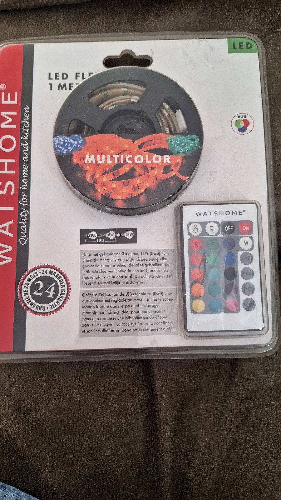 WATSHOME LED strip RGB Multicolor 1 mtr met afstandsbedieni, Ophalen of Verzenden