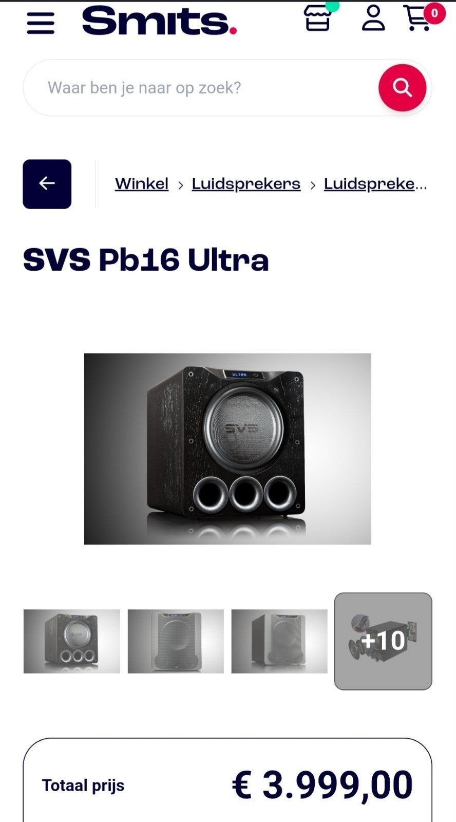 Svs pb16 ultra, Ophalen, 120 watt of meer, Front, Rear of Stereo speakers, Overige merken