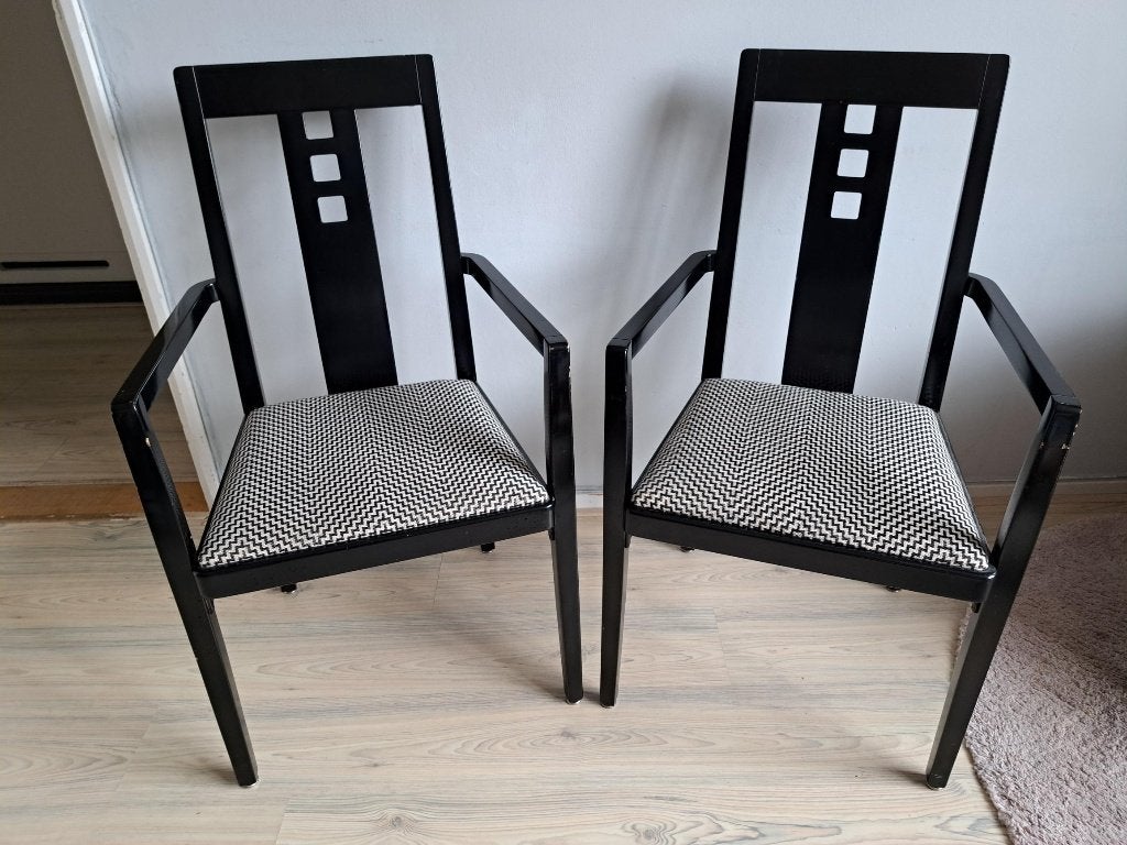 Set van 2 Thonet 676 PF Mackintosh stoelen - Vintage Design, Ophalen, Twee, Zwart, Stof