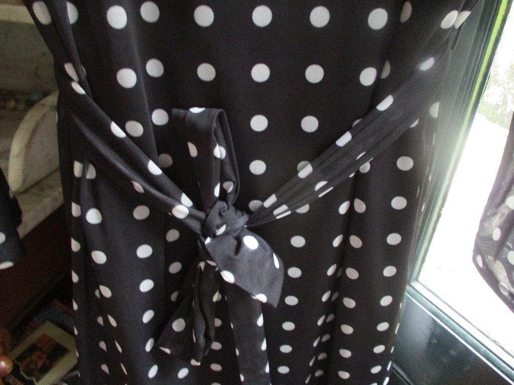 mj/NIEUW! ANNA/jurk/maat XXL=42 blauw POLKADOT/lange mouw, Maat 42/44 (L), Nieuw, Ophalen of Verzenden, Knielengte