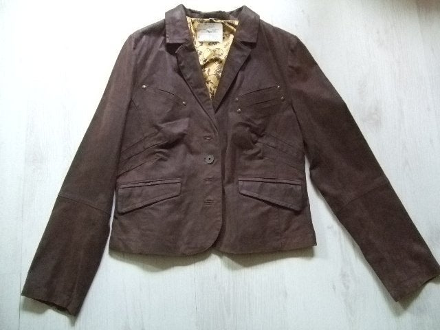 nieuw bruin lederen jasje mt 40, Kleding | Dames, Jasjes, Kostuums en Pakken, Maat 38/40 (M), Bruin, Nieuw, Ophalen of Verzenden