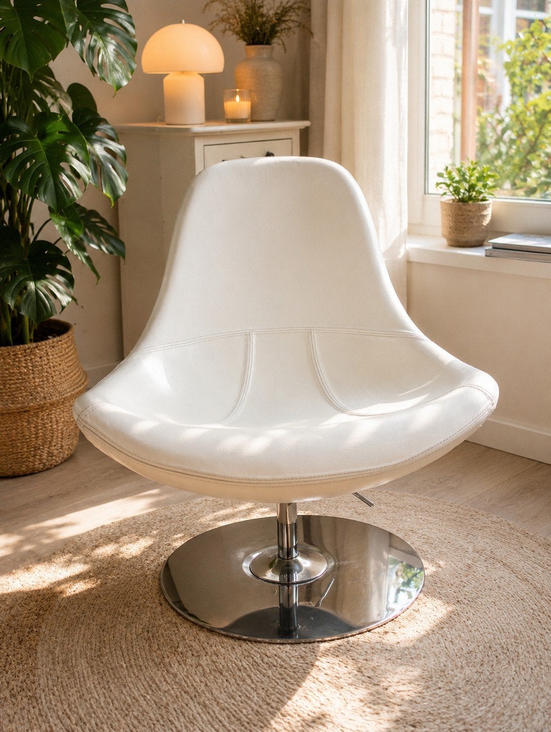 Ikea Tirup Egg Chair Leer Wit, Huis en Inrichting, Ophalen, 75 tot 100 cm, Zo goed als nieuw, Leer
