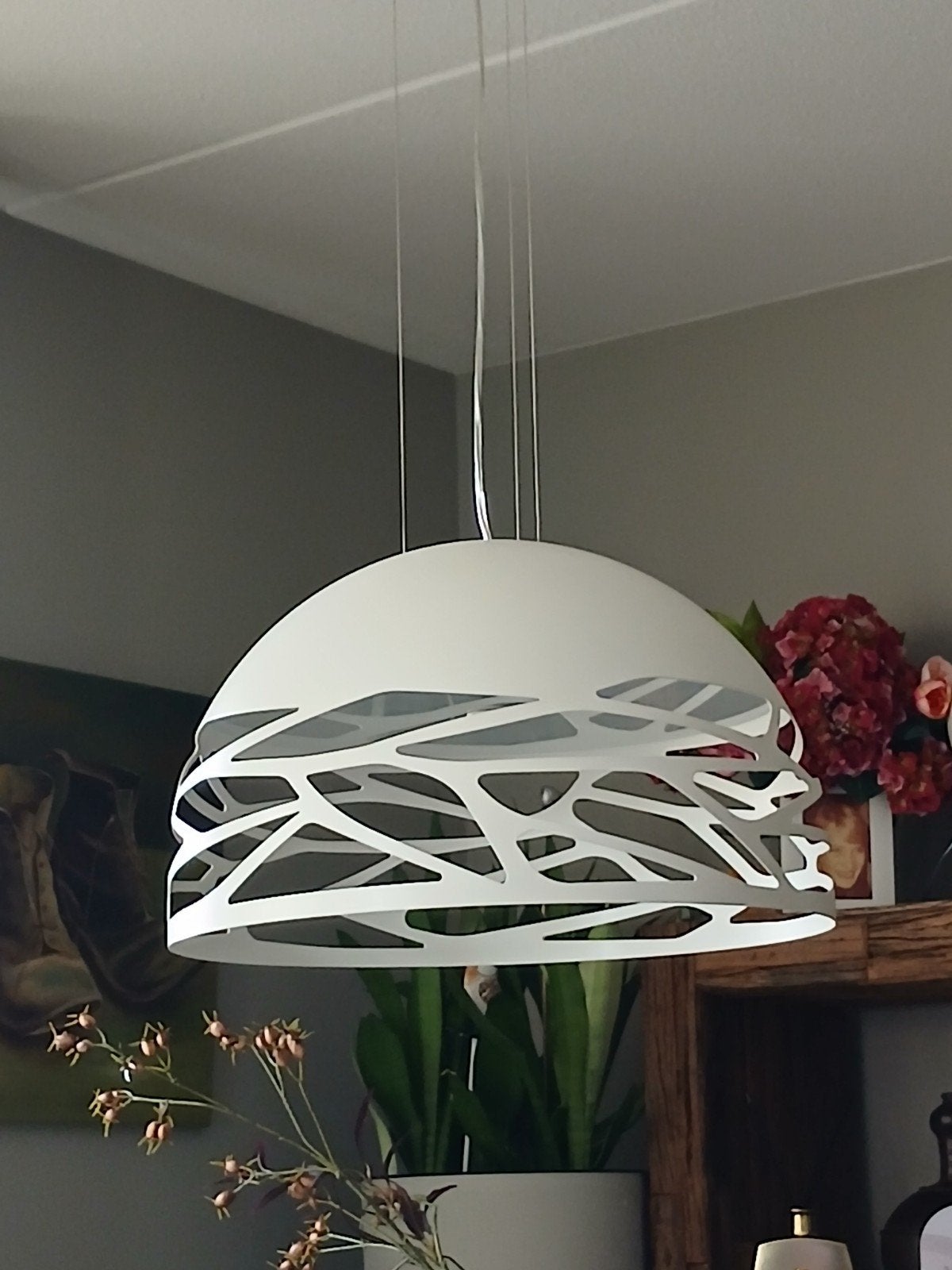 Moderne Kelly Dome design hanglamp in top conditie, Modern design, Zo goed als nieuw, Metaal, E27 (groot)