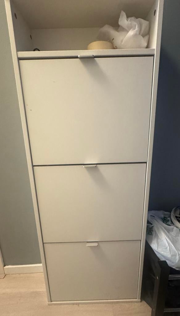 Witte schoenenkast 49x19x130cm - Hal/Slaapkamer, Ophalen, Gebruikt