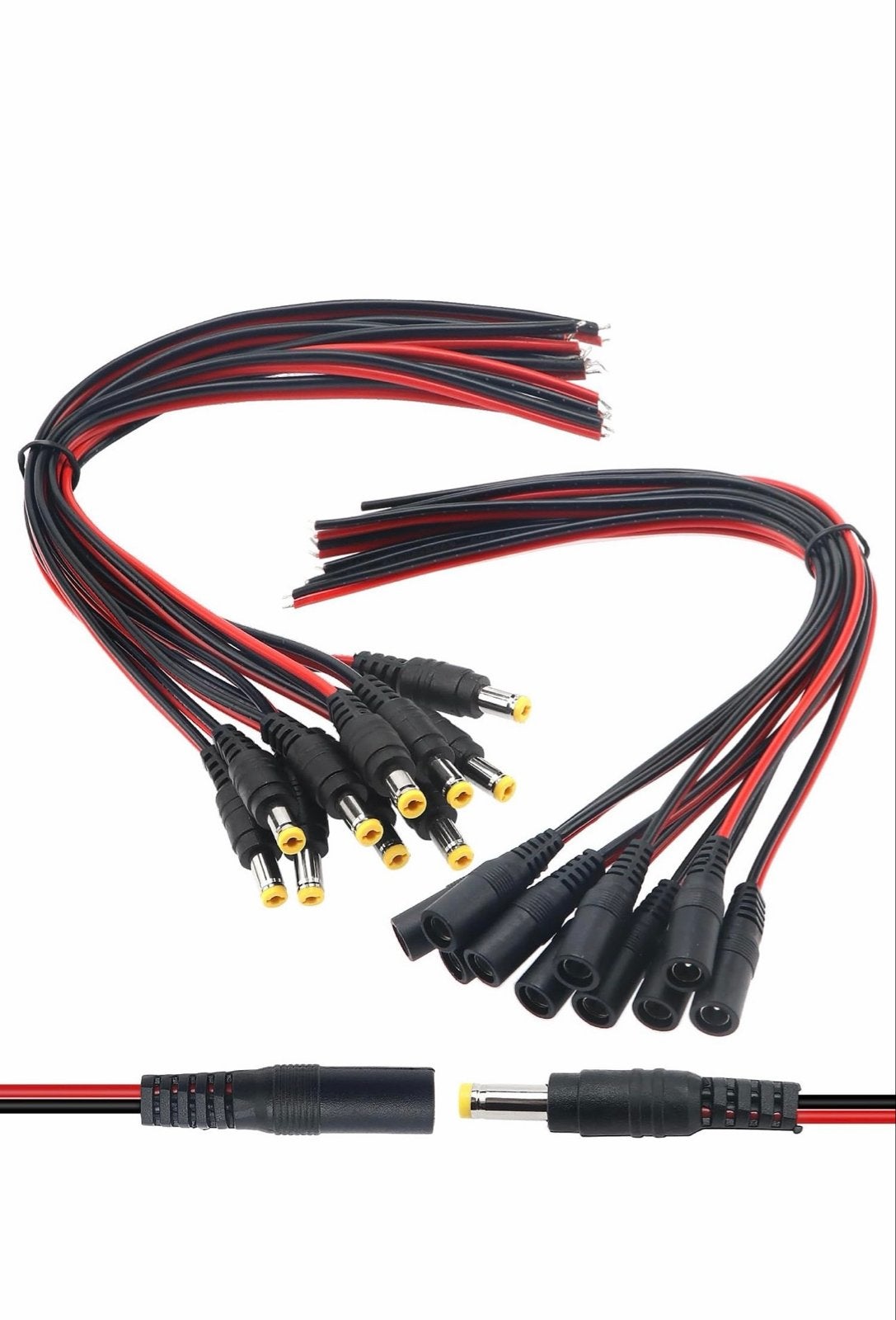 DC Power Pigtail Kabels - Mannelijk & Vrouwelijk (10 paar), Ophalen of Verzenden, Nieuw