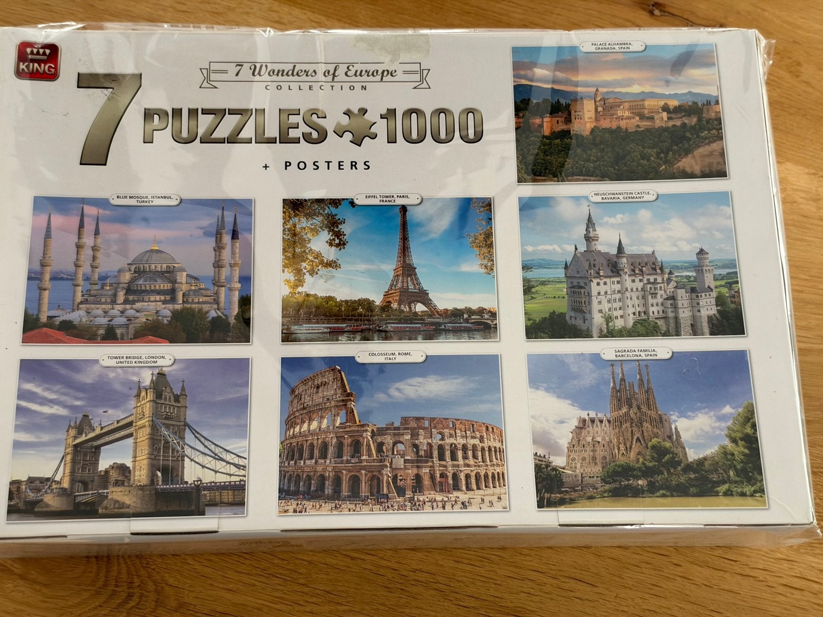 Puzzels 7x1000 stukjes 7 Europese bezienswaardigheden!, Ophalen, 500 t/m 1500 stukjes, Zo goed als nieuw