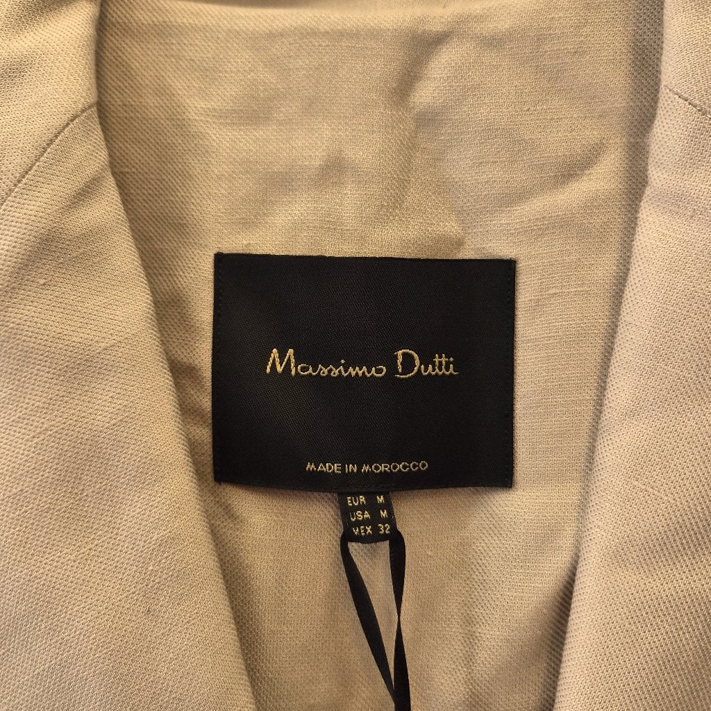 Massimo Dutti elegante linnen beige lange jas mt M nr 51332, Maat 38/40 (M), Massimo Dutti, ., Beige