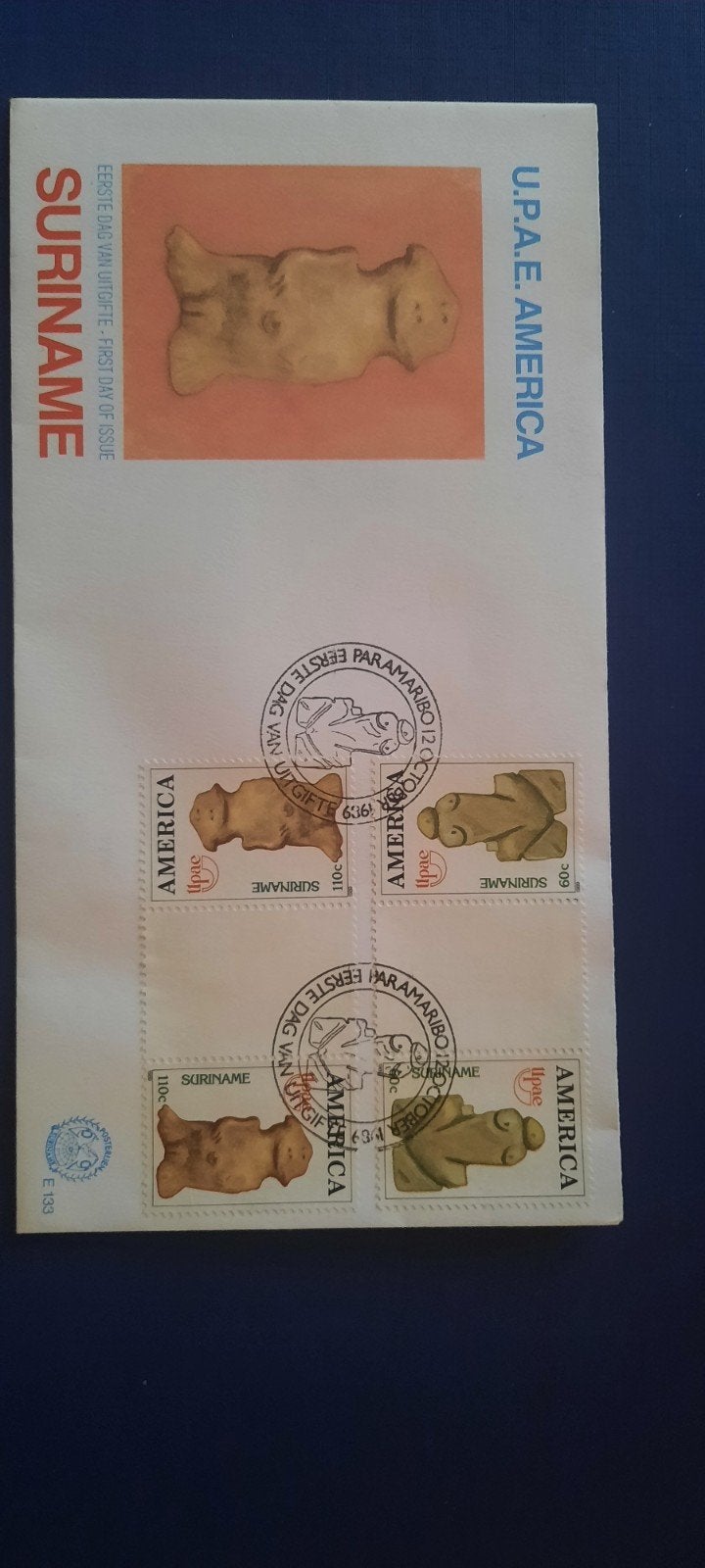 Suriname E133 FDC - Eerste Dag Uitgifte U.P.A.E. America, Ophalen of Verzenden