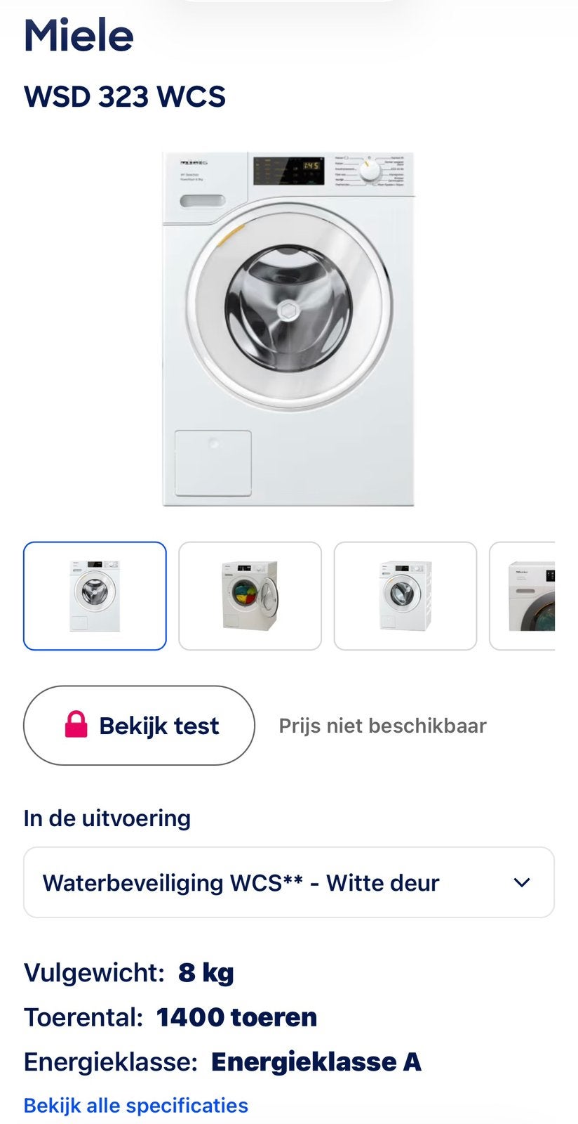 Miele WSD 323 WCS PowerWash 2.0 wasmachine, Ophalen, Gebruikt, Voorlader, 85 tot 90 cm