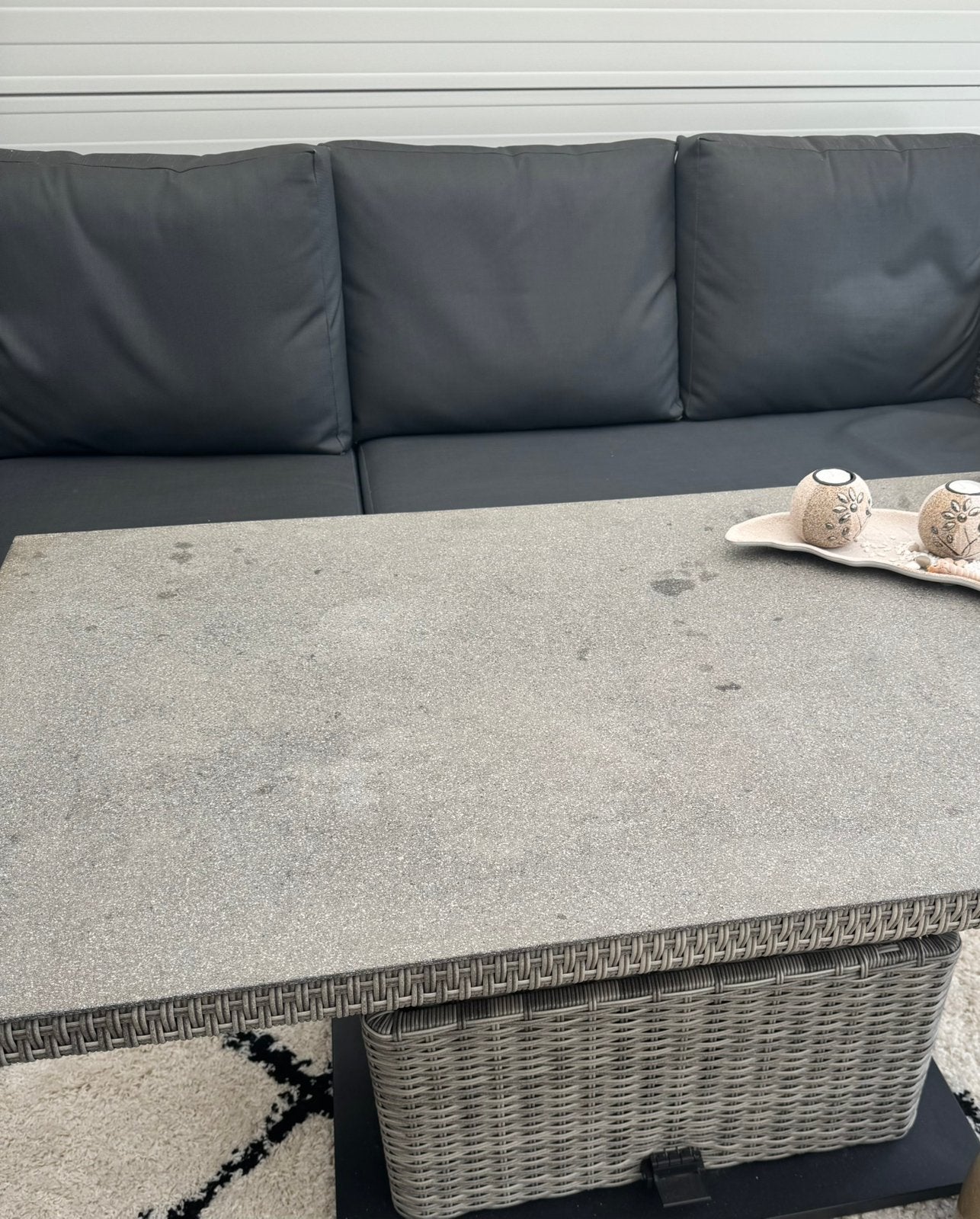 Lounge bank Wicker met all season kussens, Tuin en Terras, Ophalen, Zo goed als nieuw, Wicker, Bank