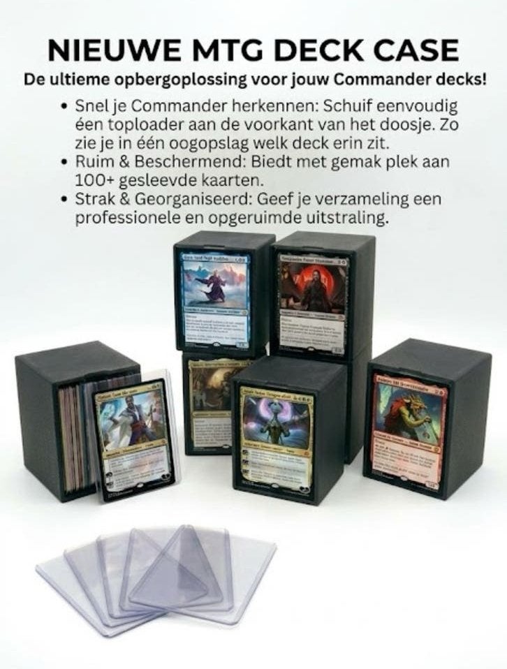 MTG Deck Case - Zwart met Toploader perfect voor commander, Hobby en Vrije tijd, Ophalen of Verzenden, Nieuw, Overige typen