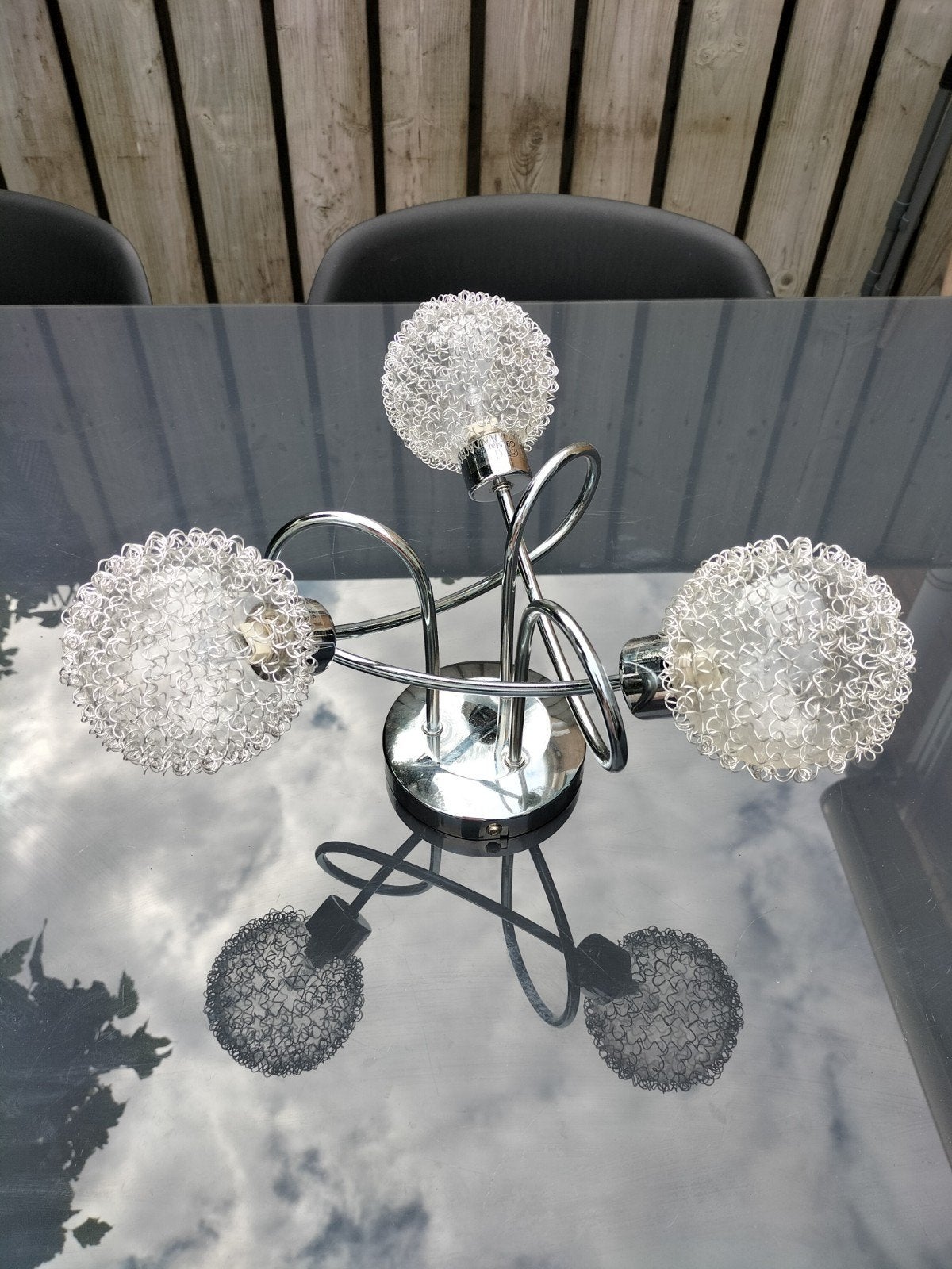 Moderne plafondlamp met 3 draadbollen - Chroom, Zilver, Gebruikt, Modern, E14 (klein)