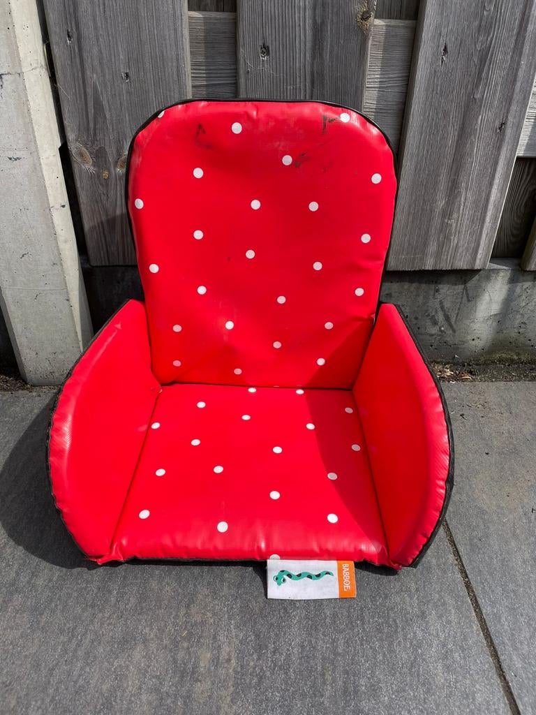 Babboe bakfiets zitje rood met witte stippen, Ophalen, Gebruikt, 0 t/m 18 kg, Babboe