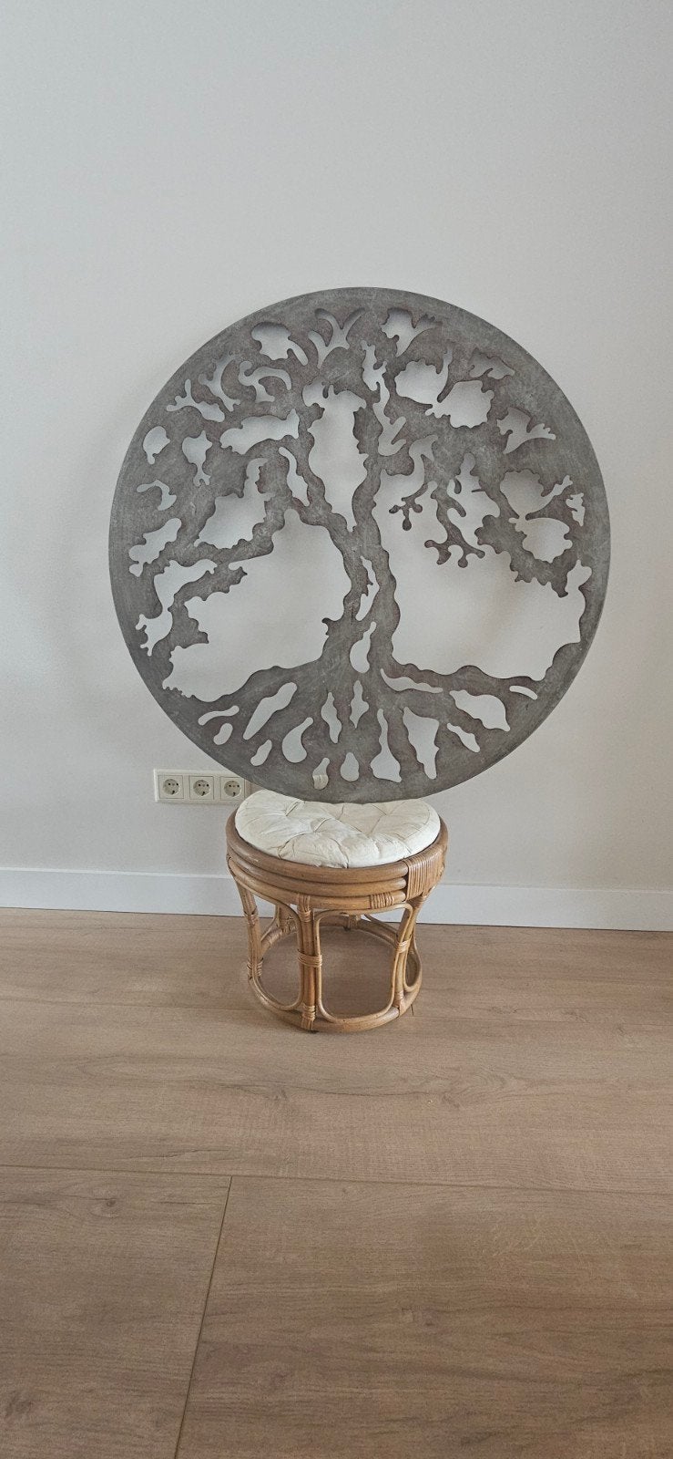 Metalen levensboom decoratie - Wanddecoratie, Huis en Inrichting, Woonaccessoires | Overige, Ophalen, Zo goed als nieuw, Grijs