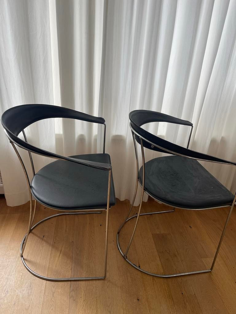 Set van 2 Ursula stoelen Arrben Italy metalen frame, Huis en Inrichting, Stoelen, Gebruikt, Twee, Zwart, Ophalen of Verzenden