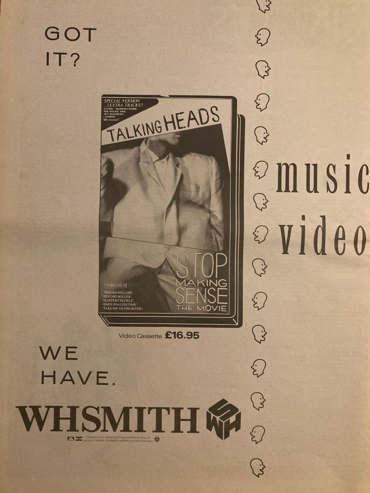 TALKING HEADS Stop Making Sense A3 advertentie, Ophalen of Verzenden, Zo goed als nieuw