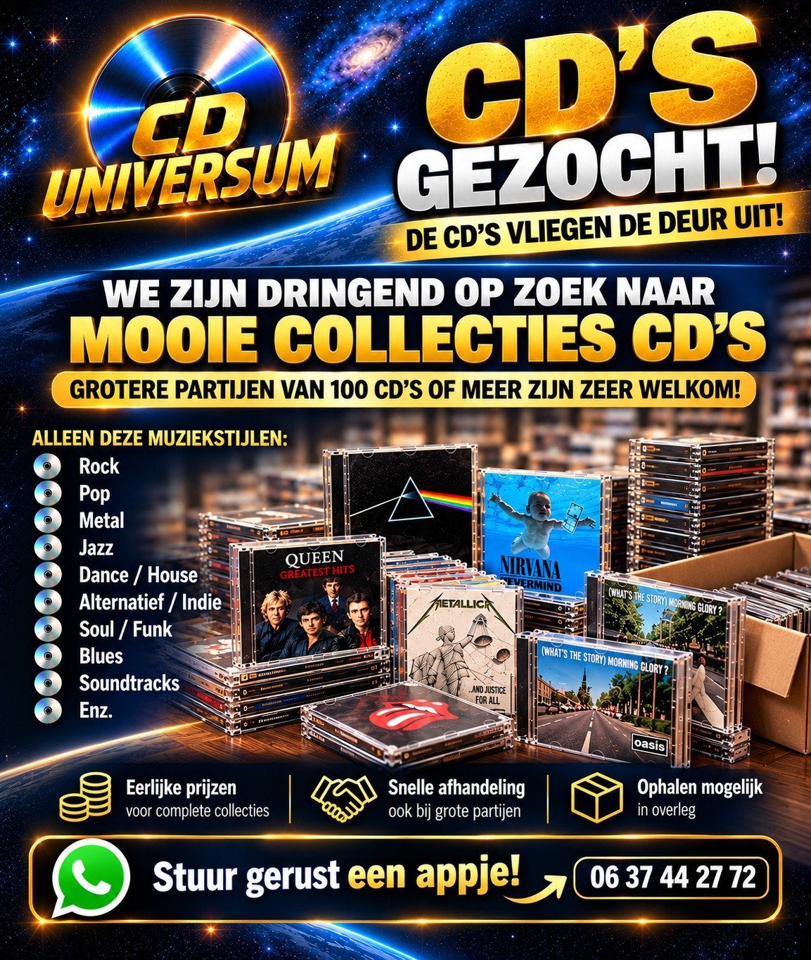 CD collectie gezocht - Wij kopen partijen vanaf 100 CD's, Cd's en Dvd's, Ophalen of Verzenden