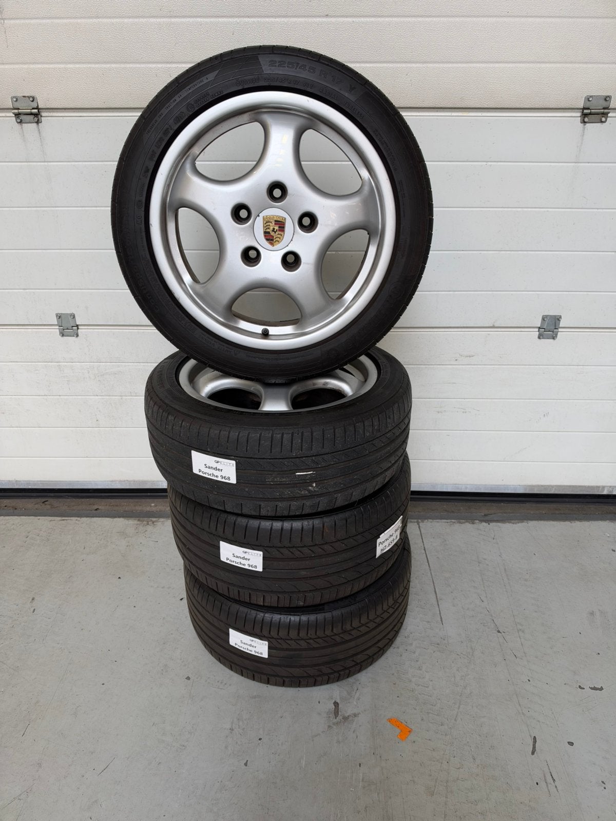 Porsche Cup 1 type velgenset 17 inch – (met goede banden), Auto-onderdelen, Ophalen, Gebruikt, 17 inch, Personenwagen