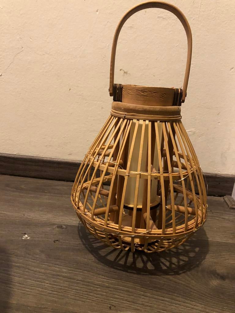 Bamboe sfeerlamp op penlites. Is circa 45 cm., Ophalen of Verzenden, Zo goed als nieuw, Minder dan 50 cm