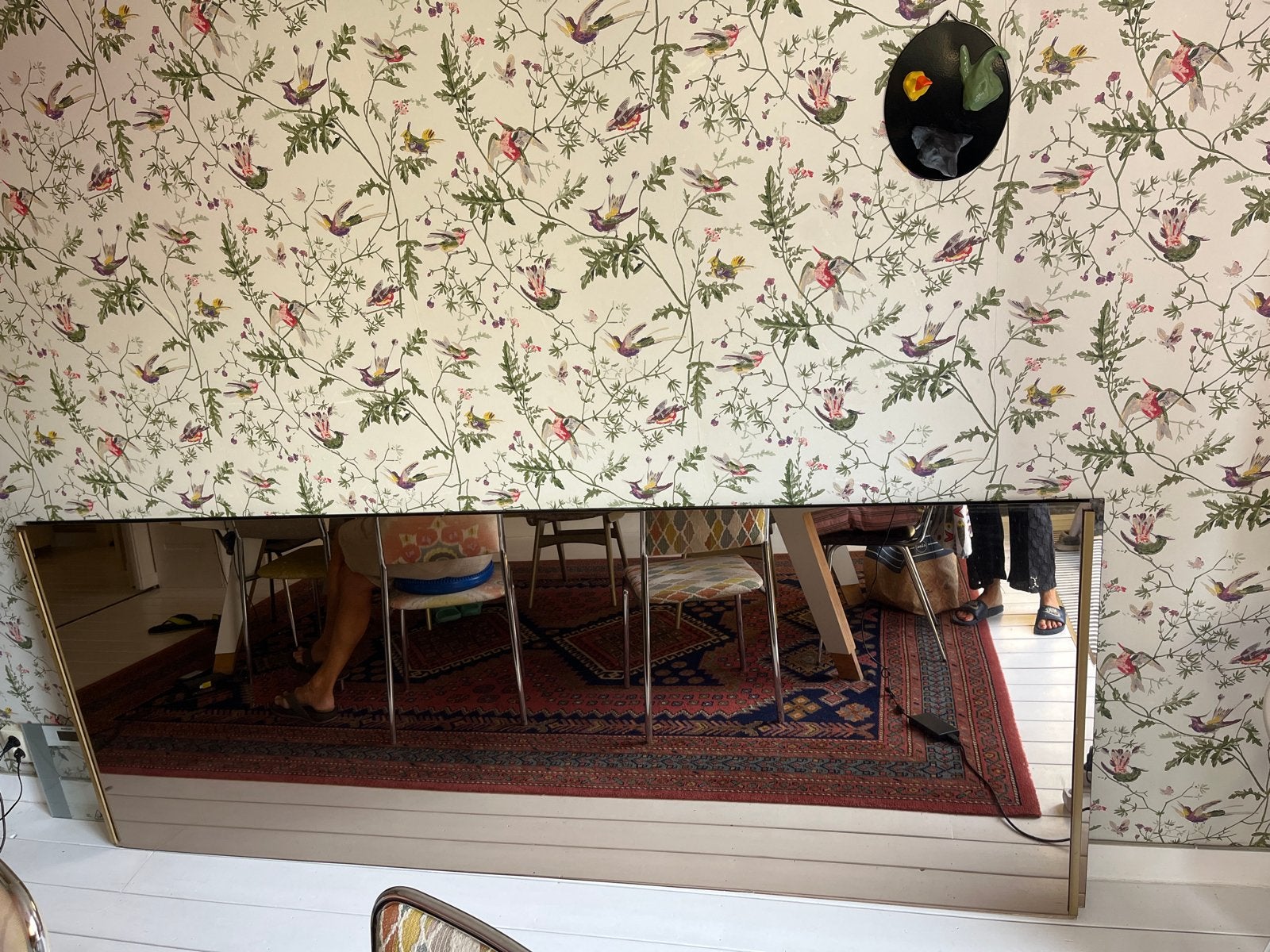2 Grote vloer/wandspiegels met goud/brons getint spiegeloppe, Antiek en Kunst, Ophalen, Rechthoekig, 50 tot 100 cm, 200 cm of meer