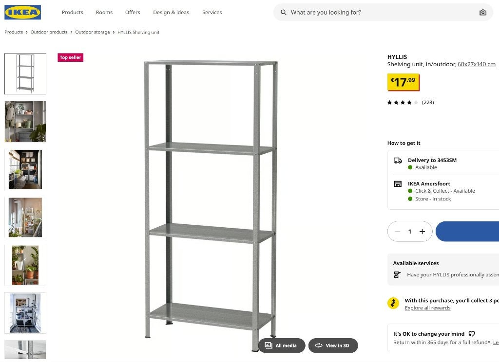 IKEA steel shelf-HYLLIS Stellingkast, binnen/buiten-Like New, Huis en Inrichting, Kasten | Stellingkasten, Ophalen of Verzenden