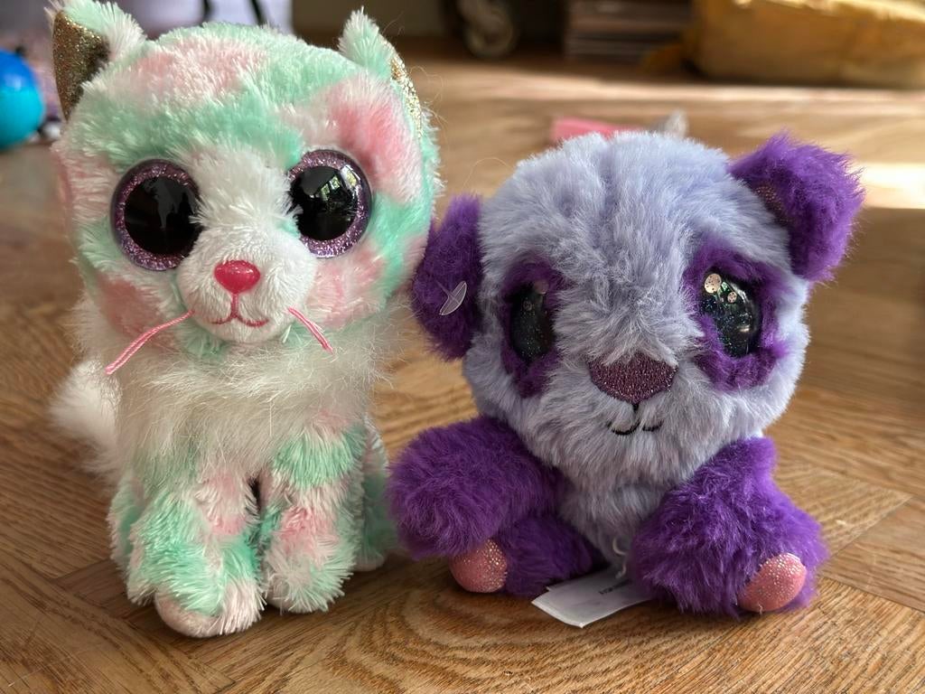 Ty knuffels: schattige kat en panda, Overige karakters, Ophalen of Verzenden, Kat, Roze