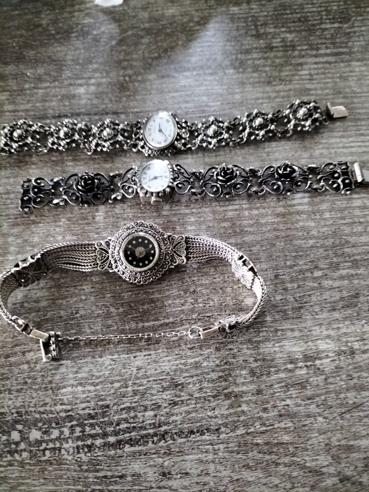 3 antieke zilveren dames horloges.n, Verzenden, Zilver