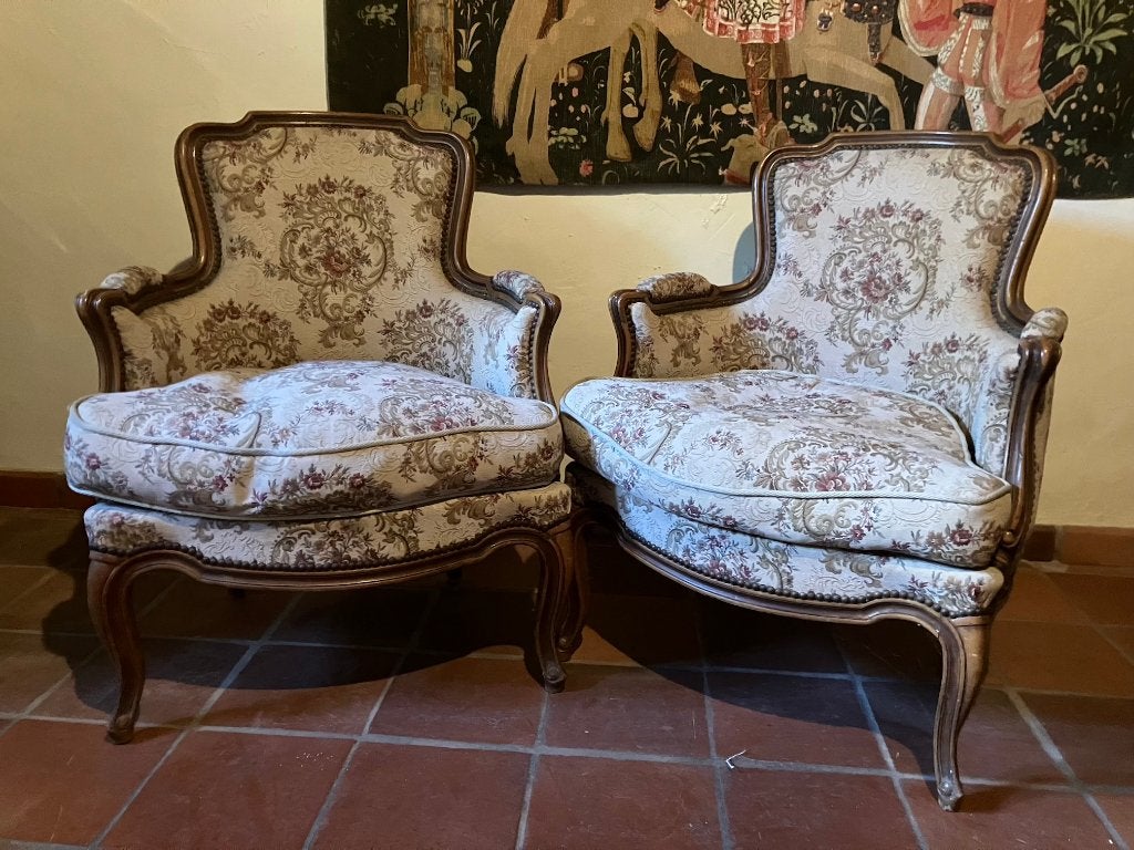 Salon set van 2 Lodewijk XV stijl stoelen + bankje, Antiek en Kunst, Antiek | Meubels | Stoelen en Banken, Ophalen