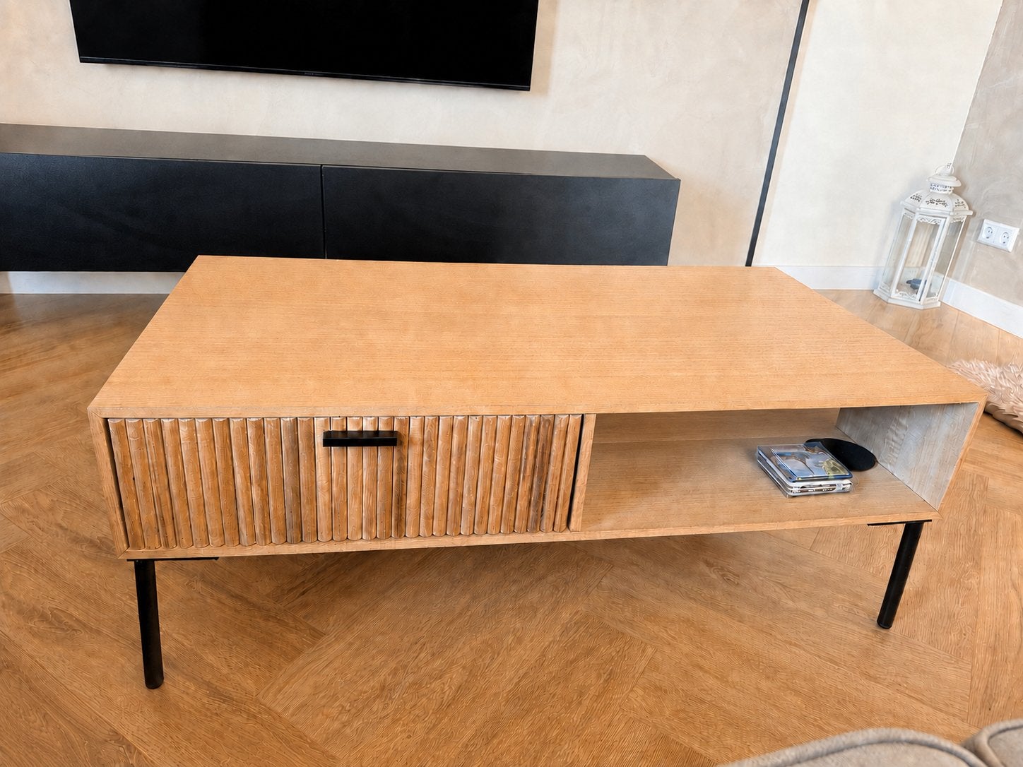 [no legs] houten coffee table, Ophalen, 100 tot 150 cm, Eikenhout, Zo goed als nieuw
