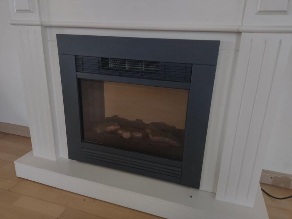 Elektrische haard met witte mdf schouw izgst, Ophalen, Zo goed als nieuw, Vrijstaande haard, Elektrische haard