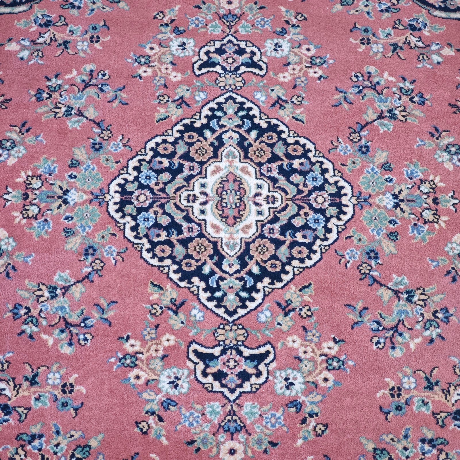 vintage oosters vloerkleed pink groen medallion 170x225cm, Gebruikt, 150 tot 200 cm, 200 cm of meer, Ophalen of Verzenden