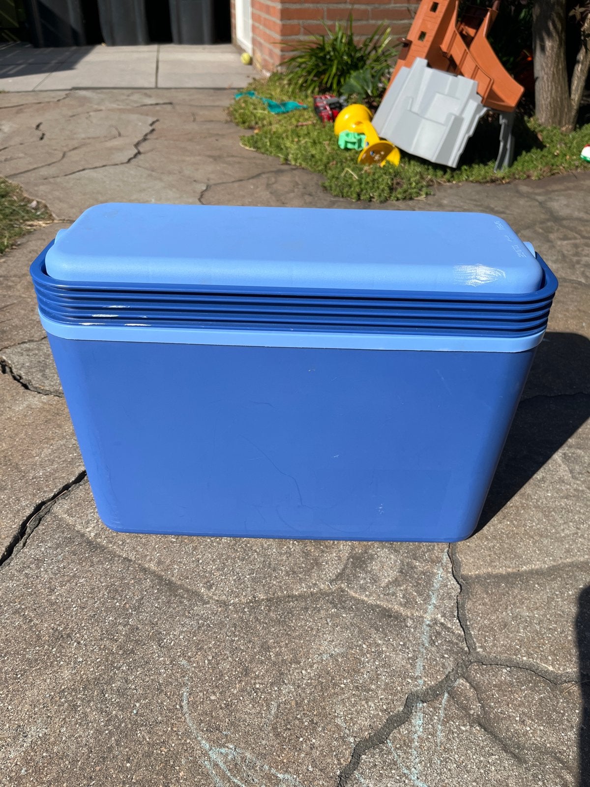 Blauwe koelbox - 41x17x29 cm - Werkt goed, Ophalen of Verzenden, Gebruikt, Koelbox, Koelelement