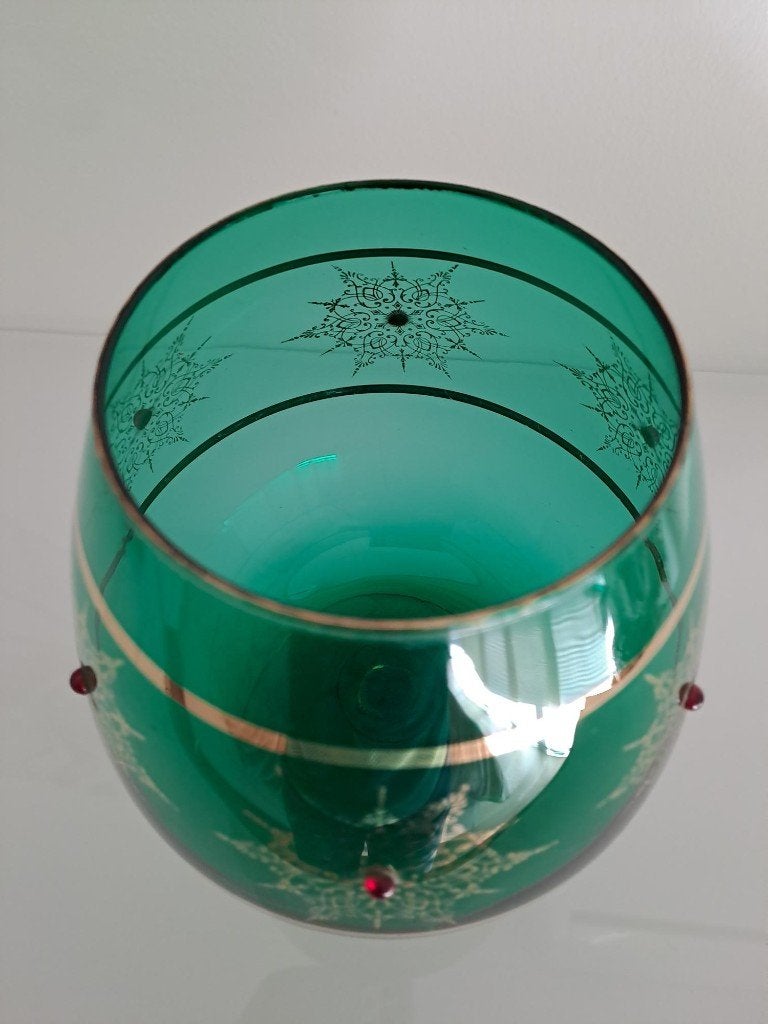 Vintage Boheems glazen bokaal 22 cm hoog, Antiek en Kunst, Ophalen of Verzenden