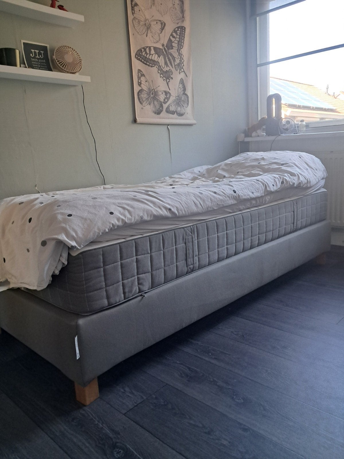 IKEA Boxspring 1-persoons inclusief topper (Tussöy), Ophalen, Gebruikt, 90 cm, Eenpersoons