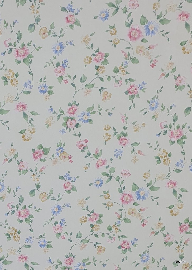 10338 Zoet vintage bloemetjes behang voor meisjeskamer swiet, Ophalen of Verzenden, Beige