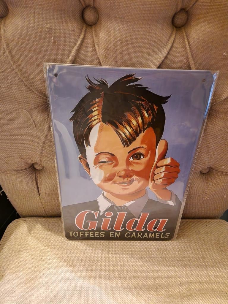 Gilda toffees reclamebord, Verzamelen, Ophalen of Verzenden, Nieuw, Reclamebord