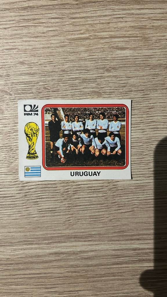 Panini München 74 plaatje Team Uruguay WK 74, Verzenden, Zo goed als nieuw, Plaatje