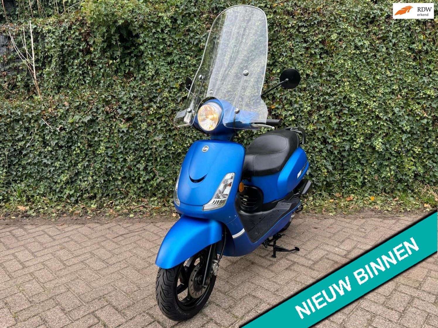 SYM Fiddle 2 MAT BLAUW 45 km Windscherm BETAAL met in3, 49 cc, S, Benzine, Fiddle