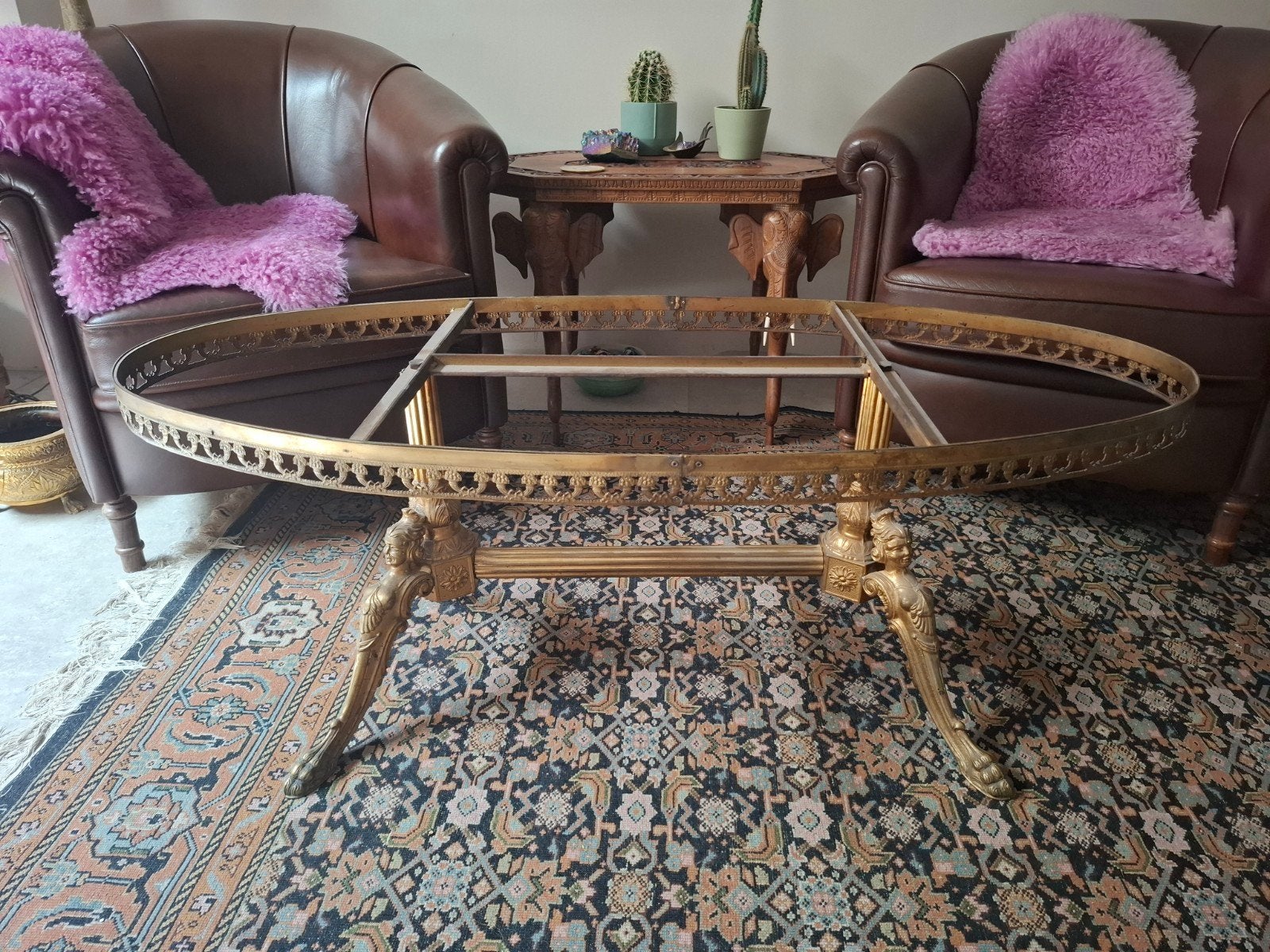 Prachtig vintage antiek hollywood regency messing frame, Ophalen, Gebruikt, Rechthoekig, 50 tot 100 cm