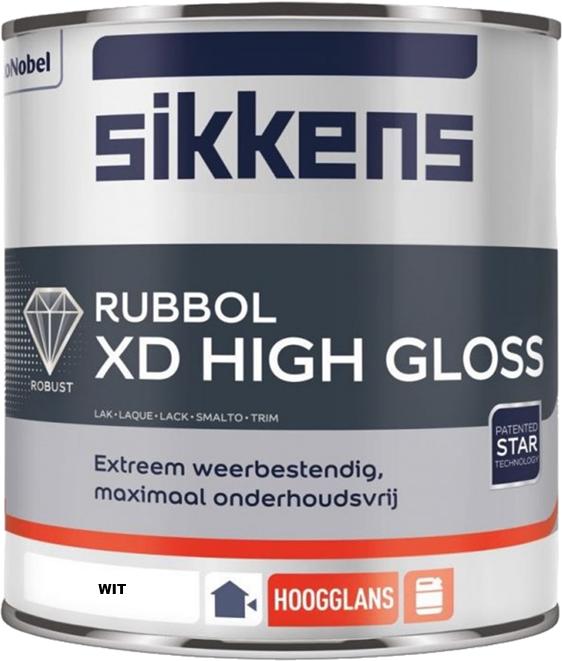 2 blikken Rubbol xd 2.5 liter wit, Verzenden, Wit, Nieuw, Lak