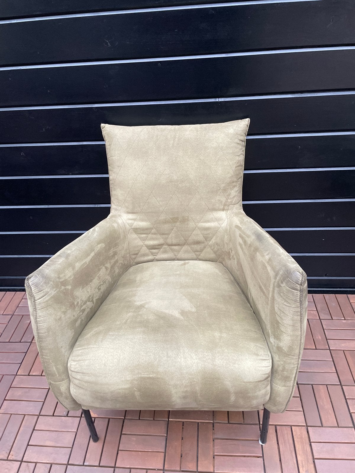 • Design fauteuil UMIX (SLX Studio) – olijf Groen /velours, Gebruikt, Minder dan 75 cm, Ophalen of Verzenden, Stof